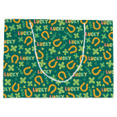 Groen patroon Iers LUCKY Groot Cadeauzakje (Achterkant)