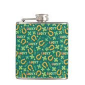 Groen patroon Iers LUCKY Heupfles (Voorkant)