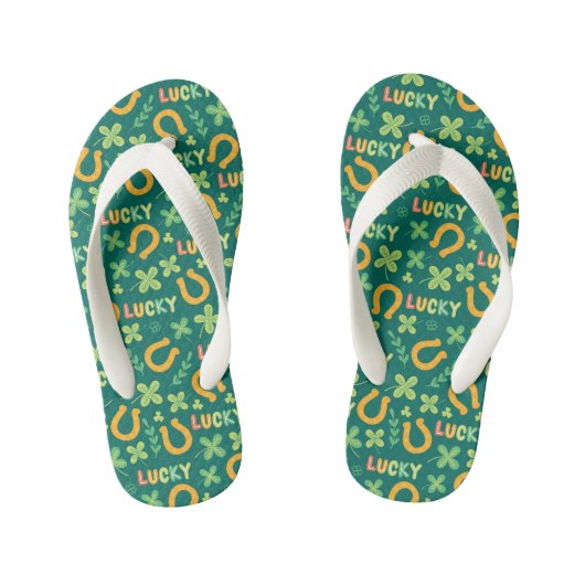 Groen patroon Iers LUCKY Kinder Teenslippers (Voetbed)