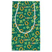 Groen patroon Iers LUCKY Klein Cadeauzakje (Voorkant)