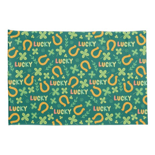 Groen patroon Iers LUCKY Kussensloop (Achterkant-Rechts)