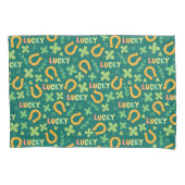 Groen patroon Iers LUCKY Kussensloop (Voorkant-Links)