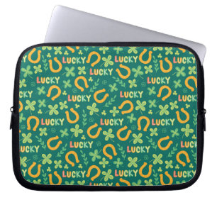 Groen patroon Iers LUCKY Laptop Sleeve