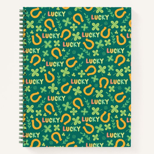 Groen patroon Iers LUCKY Notitieboek (Voorkant)