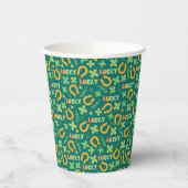 Groen patroon Iers LUCKY Papieren Bekers (Links)