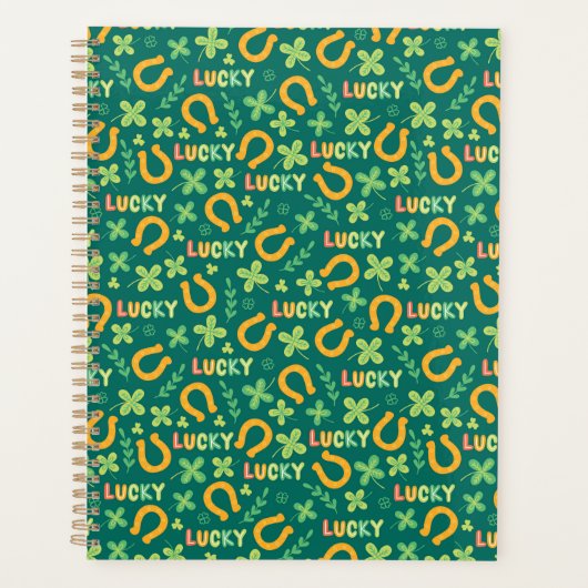 Groen patroon Iers LUCKY Planner (Voorkant)