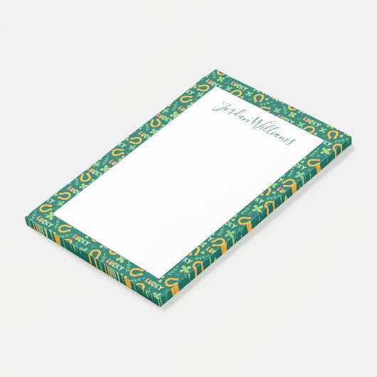 Groen patroon Iers LUCKY Post-it® Notes (Schuin)