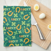 Groen patroon Iers LUCKY Theedoek (Quarter Fold)