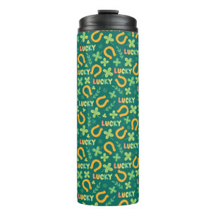 Groen patroon Iers LUCKY Thermosbeker