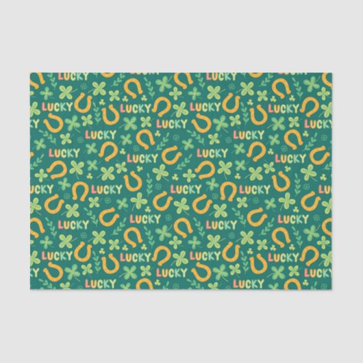 Groen patroon Iers LUCKY Tissuepapier (Voorkant)