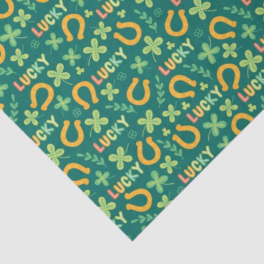 Groen patroon Iers LUCKY Tissuepapier (Detail)