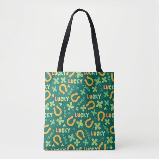 Groen patroon Iers LUCKY Tote Bag (Voorkant)