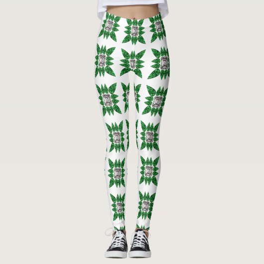 Groen patroon leggings (Voorkant)