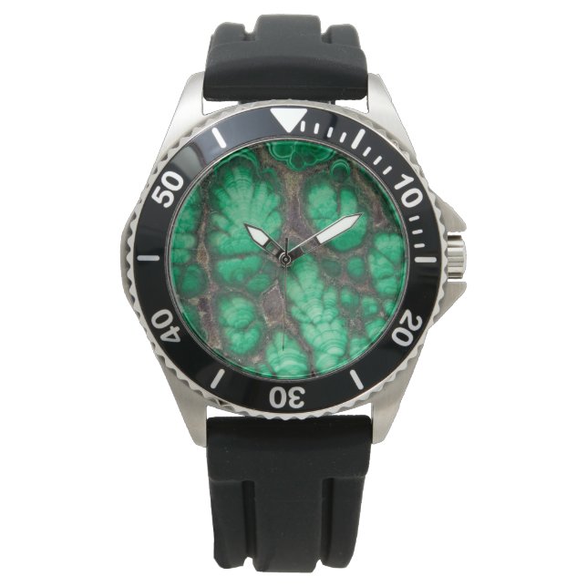 Groen Patroon Malachiet Horloge (Voorkant)