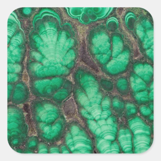 Groen Patroon Malachiet Vierkante Sticker (Voorkant)