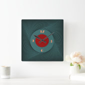 Groen patroon met rood cirkelcentrum> wandklok (Huis)