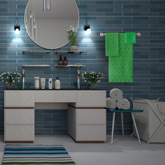 Groen Patroon mini wilde bloem Bad Handdoek