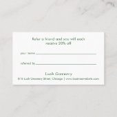 Groen Patroon Modern Aanbevelingskaartje (Achterkant)