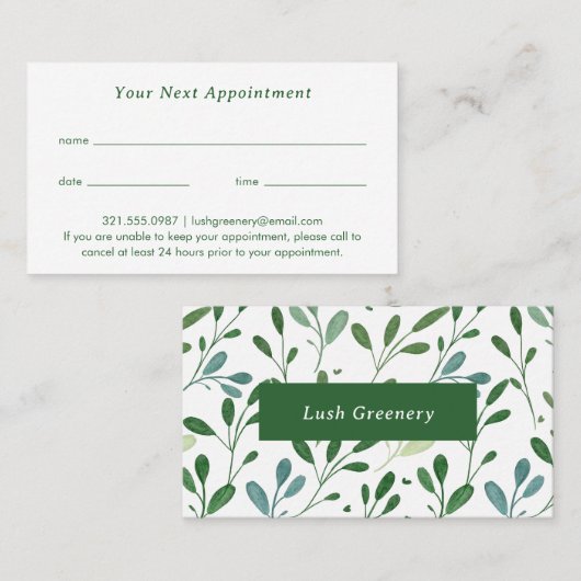 Groen Patroon Modern Afsprakenkaartje (Voorkant / Achterkant)