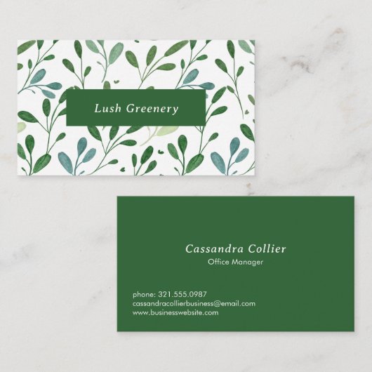 Groen Patroon Modern Visitekaartje (Voorkant / Achterkant)