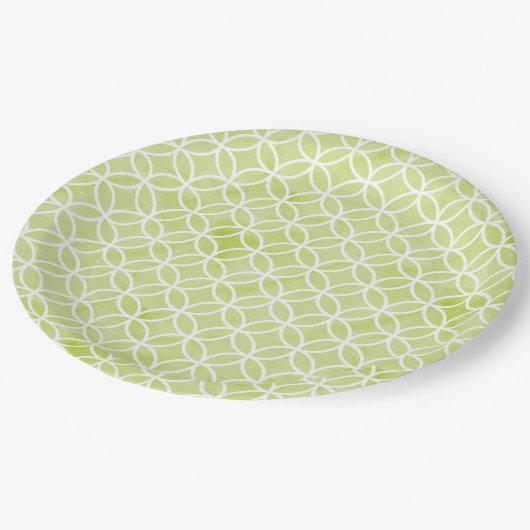Groen Patroon Papieren Bordje (Gekanteld)