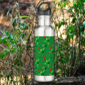 Groen patroon rode papaver waterfles 