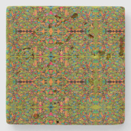 groen patroon van abstracte kunstspiegel stenen onderzetter