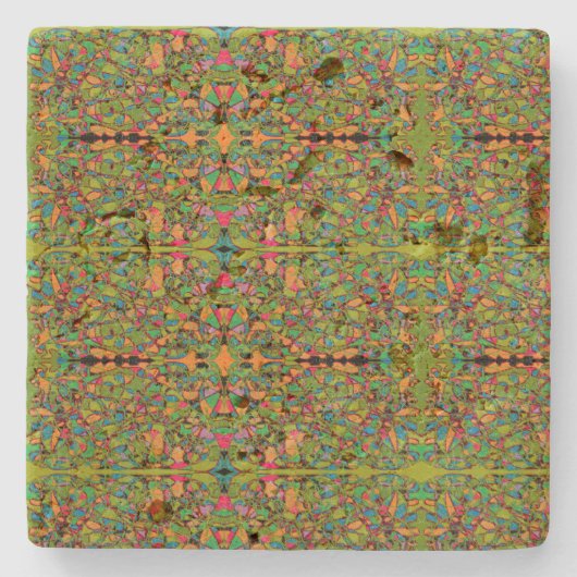 groen patroon van abstracte kunstspiegel stenen onderzetter (Voorkant)