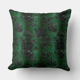 groen patroon van de Zwarte Floral Damask Kussen