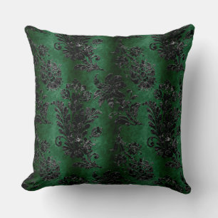  groen patroon van de Zwarte Floral Damask Kussen