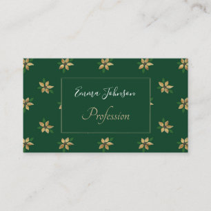 Groen patroon van Elegant Gold Winter Flower Green Visitekaartje