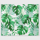 Groen patroon van tropische bladeren cadeaupapier (Vlak)