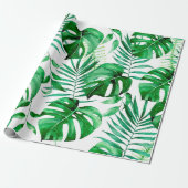 Groen patroon van tropische bladeren cadeaupapier (Uitgerold)