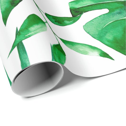 Groen patroon van tropische bladeren cadeaupapier (Rol Hoek)