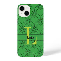 Groen Patroonmonogram voor harten en Aangepaste na