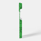 Groen Patroonmonogram voor harten en Aangepaste na iPhone Hoesje (Linkerkant)