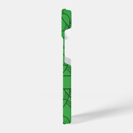 Groen Patroonmonogram voor harten en Aangepaste na iPhone Hoesje (Linkerkant)