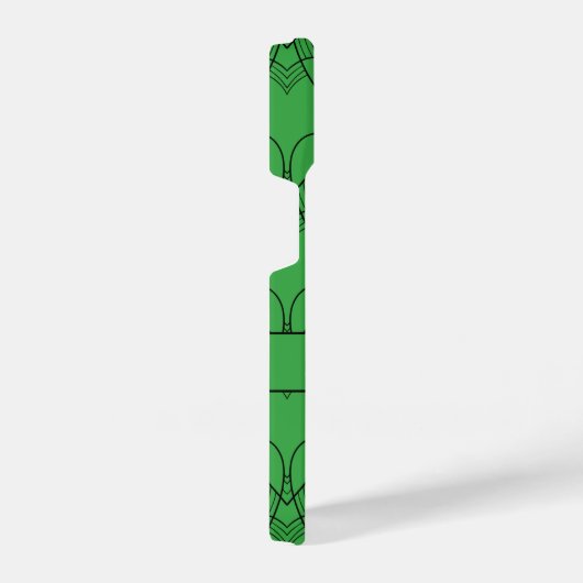 Groen Patroonmonogram voor harten en Aangepaste na iPhone Hoesje (Rechterkant)