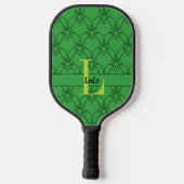 Groen Patroonmonogram voor harten en Aangepaste na Pickleball Paddle (Achterkant)