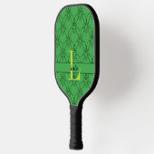 Groen Patroonmonogram voor harten en Aangepaste na Pickleball Paddle (Links)
