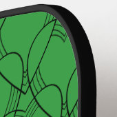 Groen Patroonmonogram voor harten en Aangepaste na Pickleball Paddle (Links Detail)
