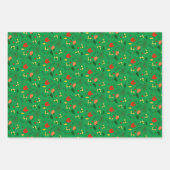 Groen patroonrood sinaasappel wildflower wrapping  inpakpapier vel (Voorkant)