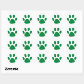 Groen Pawprint (Paw Print) ontwerp Ronde Sticker (Vel)