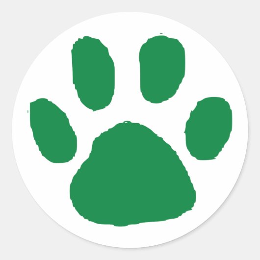 Groen Pawprint (Paw Print) ontwerp Ronde Sticker (Voorkant)