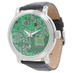 Groen PCB-printplaatontwerp voor IT-professionals Horloge