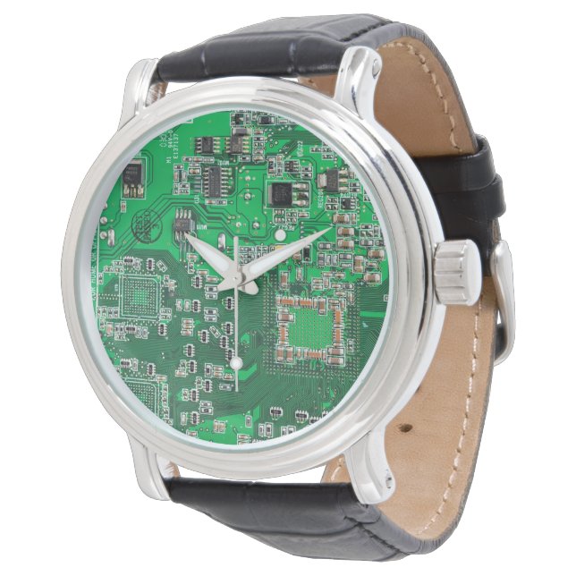 Groen PCB-printplaatontwerp voor IT-professionals Horloge (Gekanteld)