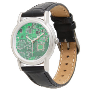 Groen PCB-printplaatontwerp voor IT-professionals Horloge