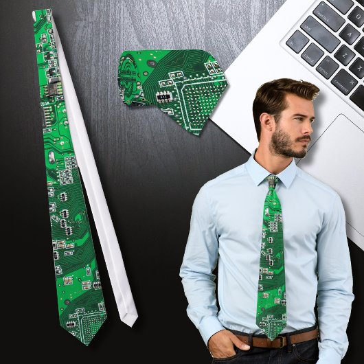 Groen PCB-printplaatontwerp voor IT-professionals Stropdas