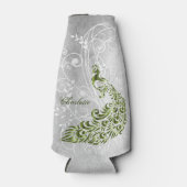 Groen Peacock - Aangepaste flessenkoeler Flesjeskoeler (Voorkant)