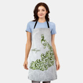 Groen Peacock - Gepersonaliseerd All-Over Print Sc Schort (Gedragen)